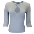 Load image into Gallery viewer, Barbara Bui Light Blue Three-Quarter Sleeved Ribbed Knit Keyhole Sweater
