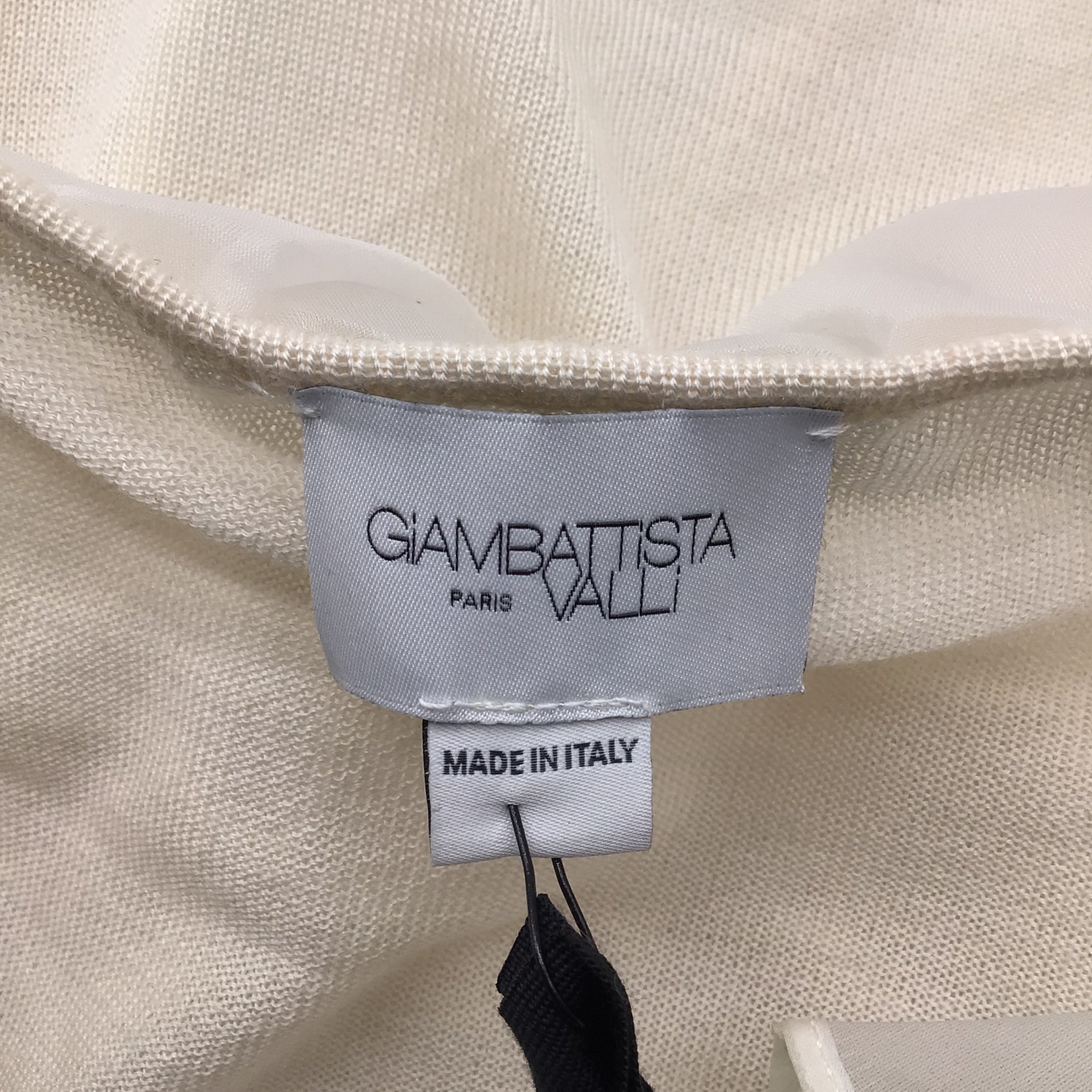 Giambattista Valli Ivory Ruffled Cashmere Knit Sweater