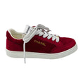 Load image into Gallery viewer, Chanel Red Suede Low Top Sneakers
