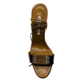 Load image into Gallery viewer, Manolo Blahnik Brown / Tan Embossed Leather Ankle Wrap Sandals
