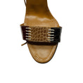 Load image into Gallery viewer, Manolo Blahnik Brown / Tan Embossed Leather Ankle Wrap Sandals