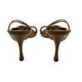 Load image into Gallery viewer, Manolo Blahnik Brown / Tan Embossed Leather Ankle Wrap Sandals
