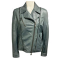Load image into Gallery viewer, Bottega Veneta Slate Blue Grey Zip Front Leather Moto Jacket