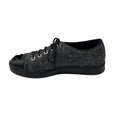 Load image into Gallery viewer, Chanel Charcoal Grey / Black Tweed and Lambskin Leather CC Logo Cap Toe Low Top Sneakers