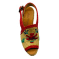 Load image into Gallery viewer, Robert Clergerie Natural / Red Multi Raffia Wedge Sandals