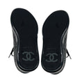 Load image into Gallery viewer, Chanel Charcoal Grey / Black Tweed and Lambskin Leather CC Logo Cap Toe Low Top Sneakers