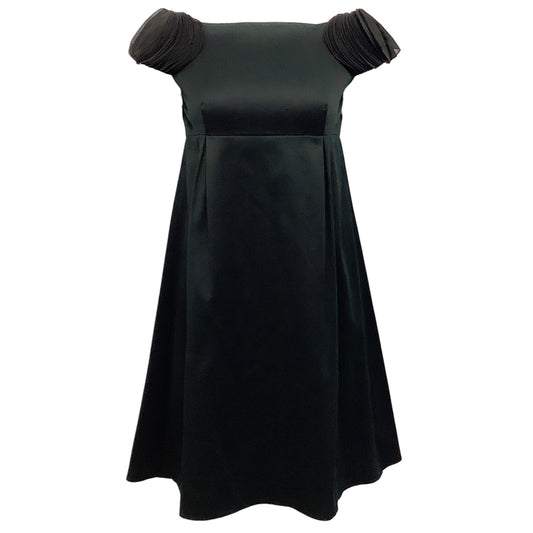 Valentino Black Cotton Dress with Petal Embellished Sleeves