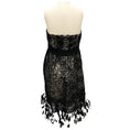 Load image into Gallery viewer, Oscar de la Renta Black Embellished Strapless Lace Cocktail Dress with Feather Hem