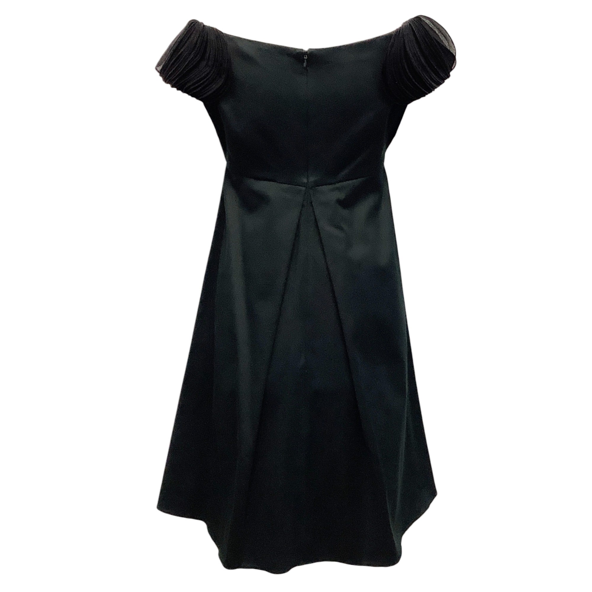 Valentino Black Cotton Dress with Petal Embellished Sleeves