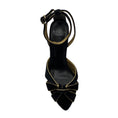 Load image into Gallery viewer, Alexandre Birman Black / Gold Leather Trim Velvet Retro Sandals with Ankle Strap