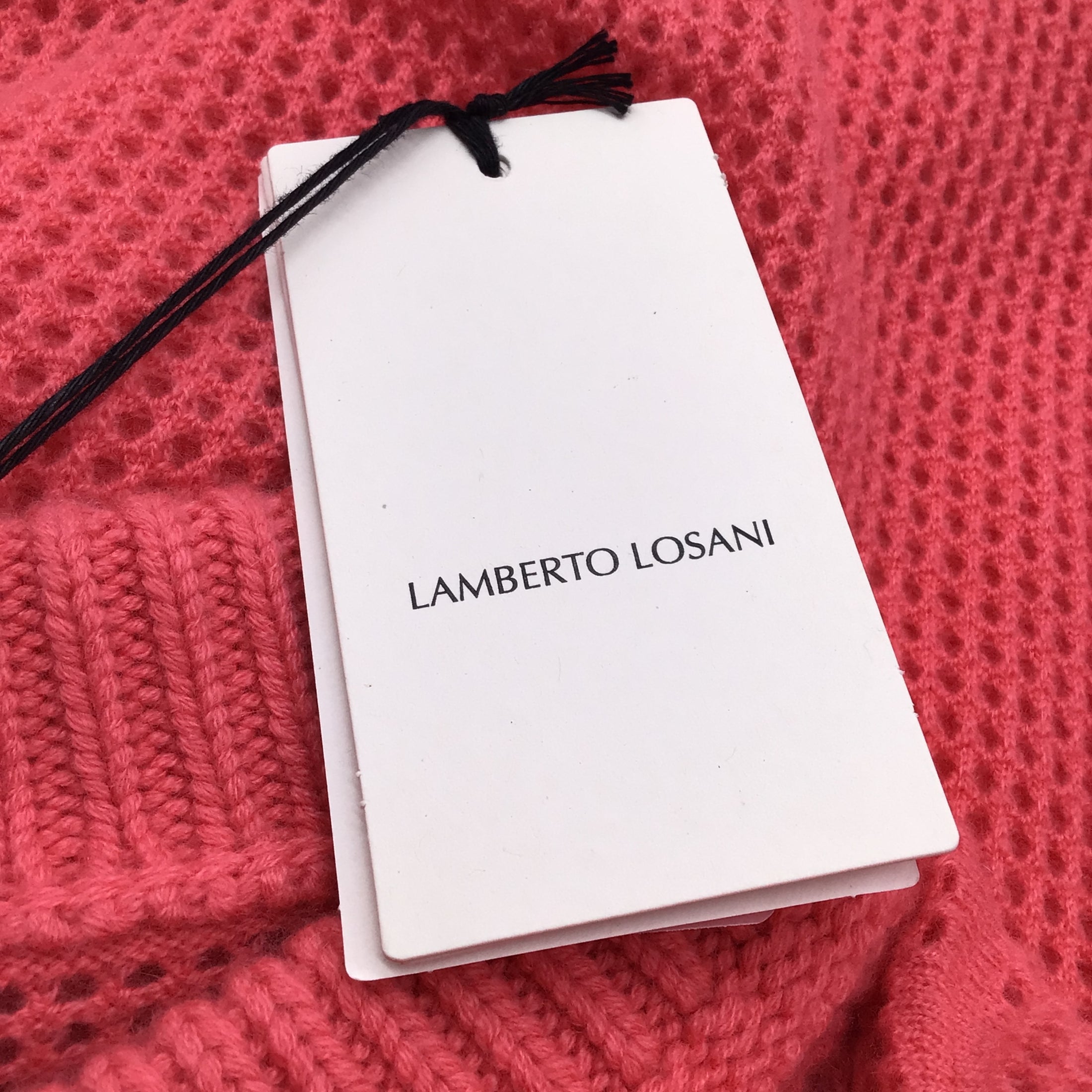 Lamberto Losani Flamingo Pink Floral Cashmere Knit Sweater