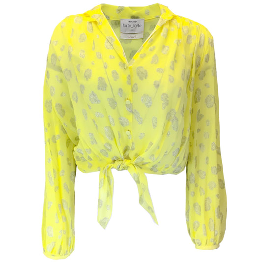 Forte Forte Yellow / Silver Metallic Sky of Stars Knotted Top