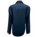 Load image into Gallery viewer, Mira Mikati Navy Blue Multi Swarovski Rhinestone Cady Pajama Top / Blouse