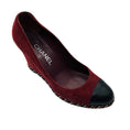 Load image into Gallery viewer, Chanel Dark Burgundy 2011 Suede Wedge Escarpins Pumps