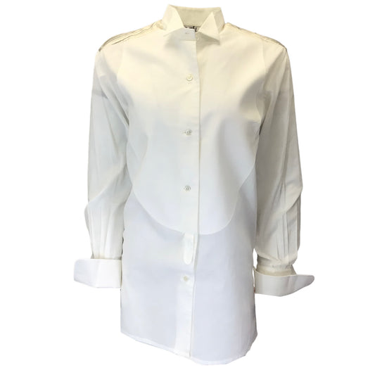 Hermes White / Gold Multi Scarf Print Long Sleeved Cotton Blouse