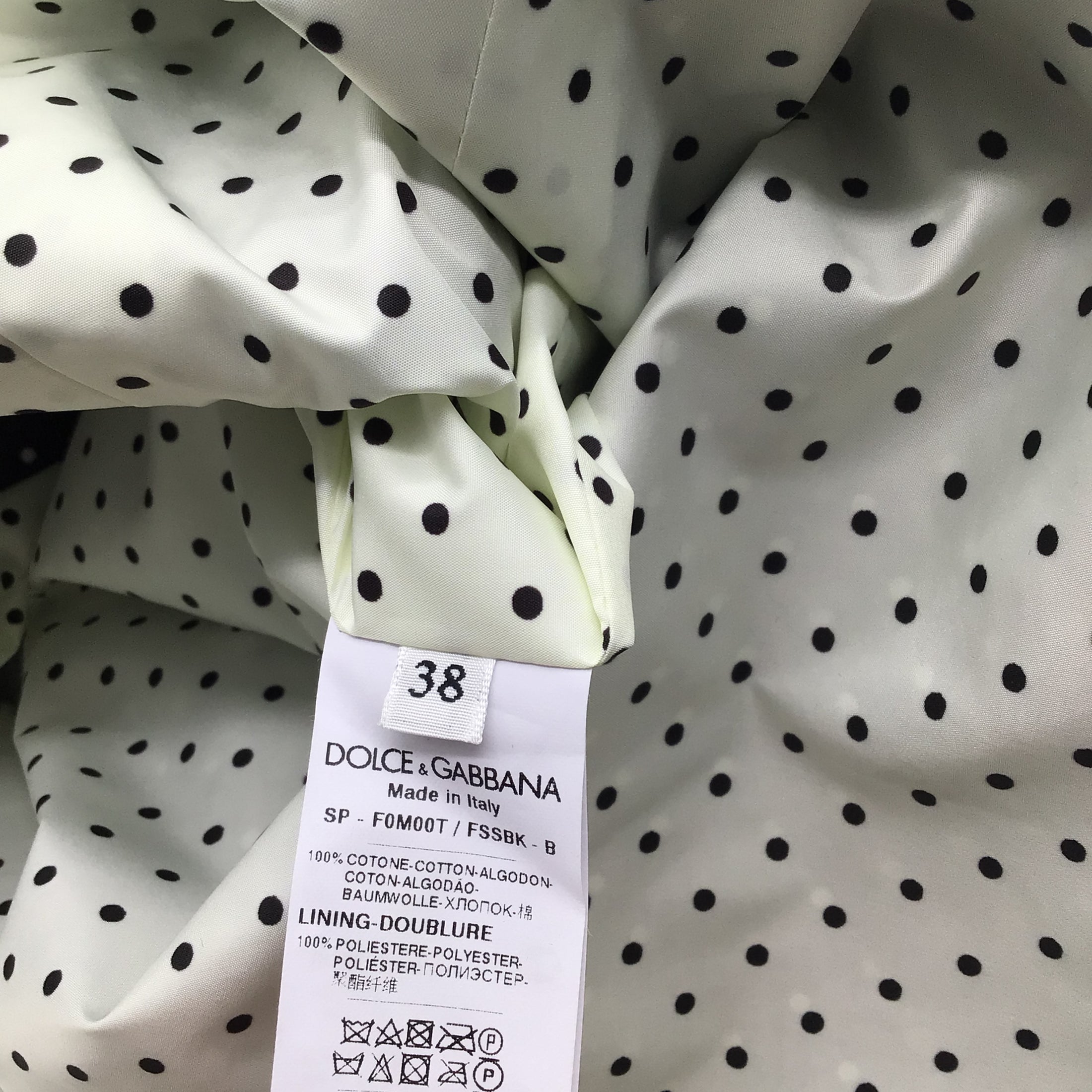 Dolce & Gabbana Black / White Polka Dot Printed Button-Front Rain Coat