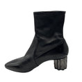 Load image into Gallery viewer, Salvatore Ferragamo Black Leather Sock Booties with Geometric Heel