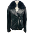 Load image into Gallery viewer, Samantha Sipos Black Fox Fur Trimmed Shearling Lined Calf Leather Jacket