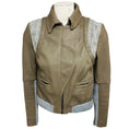 Load image into Gallery viewer, Thakoon Taupe Lambskin Leather Jacket with Grey Wool Knit Trim