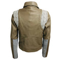 Load image into Gallery viewer, Thakoon Taupe Lambskin Leather Jacket with Grey Wool Knit Trim