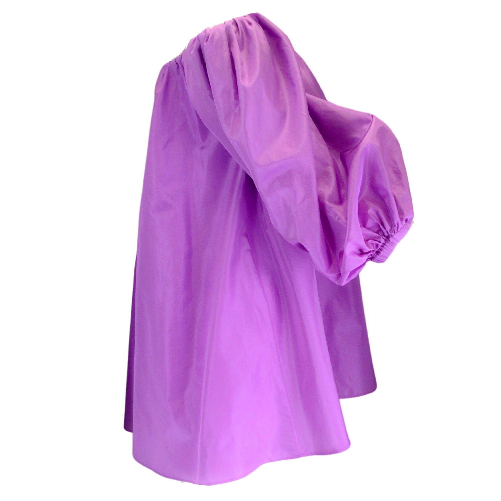 Valentino Violet Washed Silk Taffeta Off-the-Shoulder Top