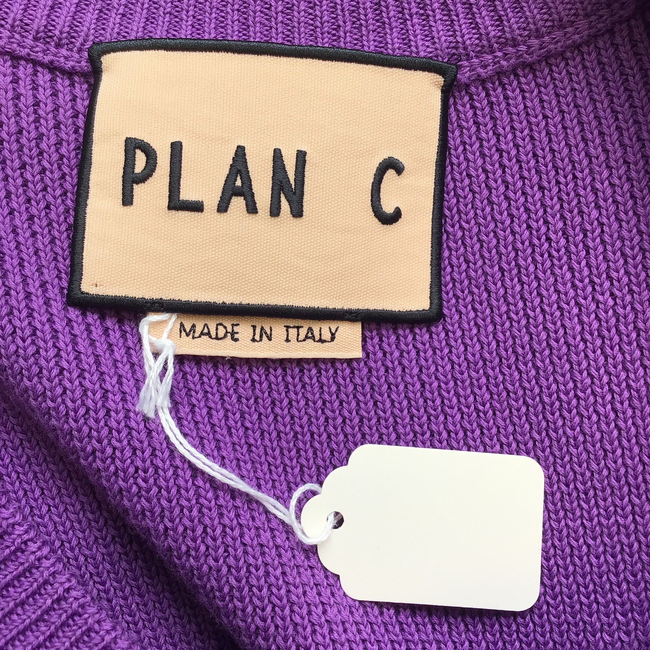 Plan C Purple / Orange Multi Patterned Knit Sleeveless V-Neck Cotton Knit Sweater
