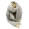 Load image into Gallery viewer, Chanel Grey / Ivory 31 Rue Cambon Paris Fringed Large Cashmere Scarf