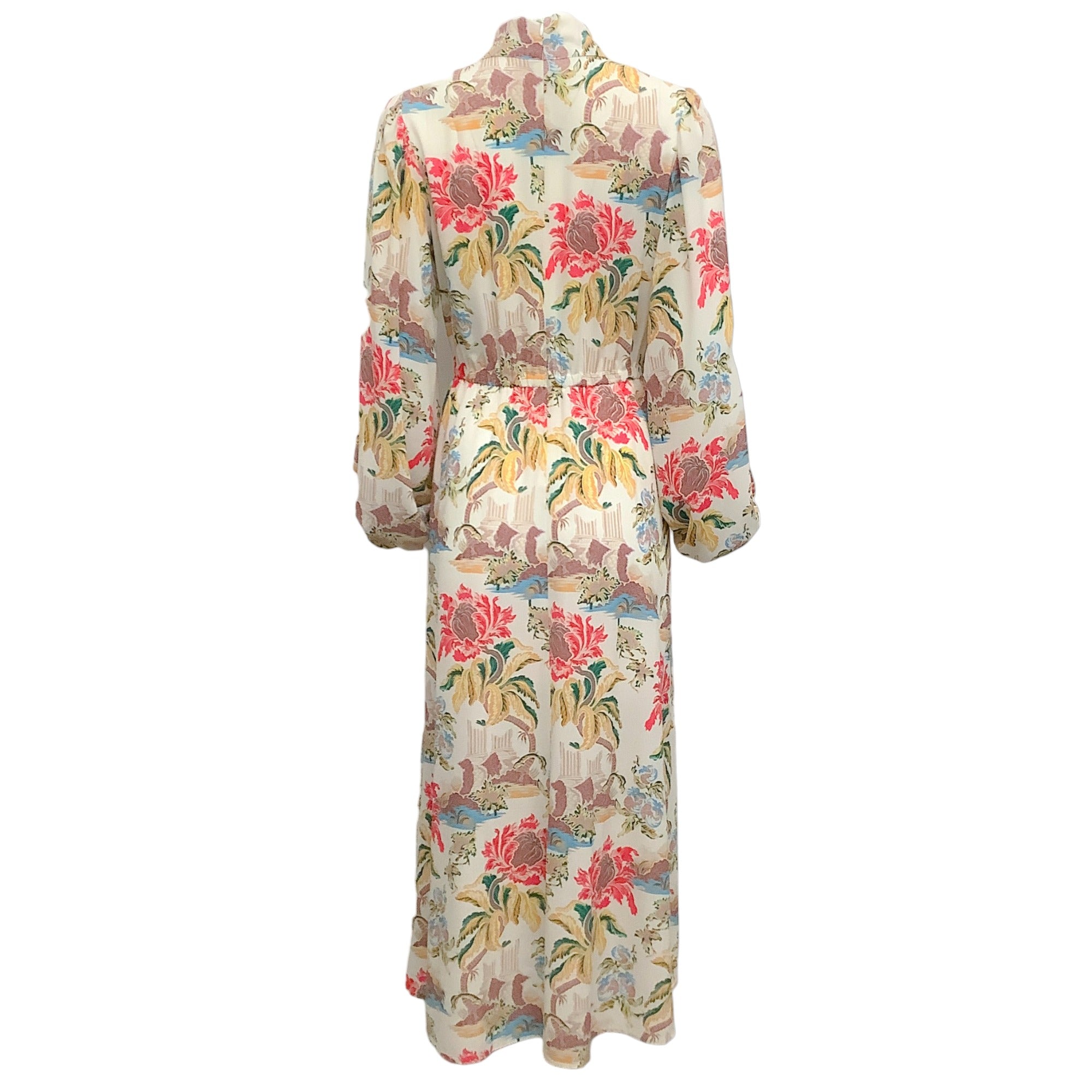 Peter Pilotto Ivory Floral Print Dress with Neck Tie