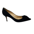 Load image into Gallery viewer, Manolo Blahnik Black Lisa Flower Suede Pumps