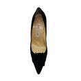 Load image into Gallery viewer, Manolo Blahnik Black Lisa Flower Suede Pumps