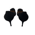 Load image into Gallery viewer, Manolo Blahnik Black Lisa Flower Suede Pumps