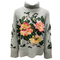 Load image into Gallery viewer, Lamberto Losani Grey Multi Floral Cashmere Knit Turtleneck Sweater