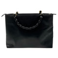 Load image into Gallery viewer, Gucci Vintage Black Leather Bamboo Handle Tote Handbag