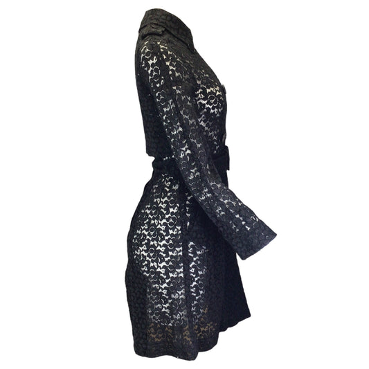 Stella McCartney Black Corded Lace Trench Coat