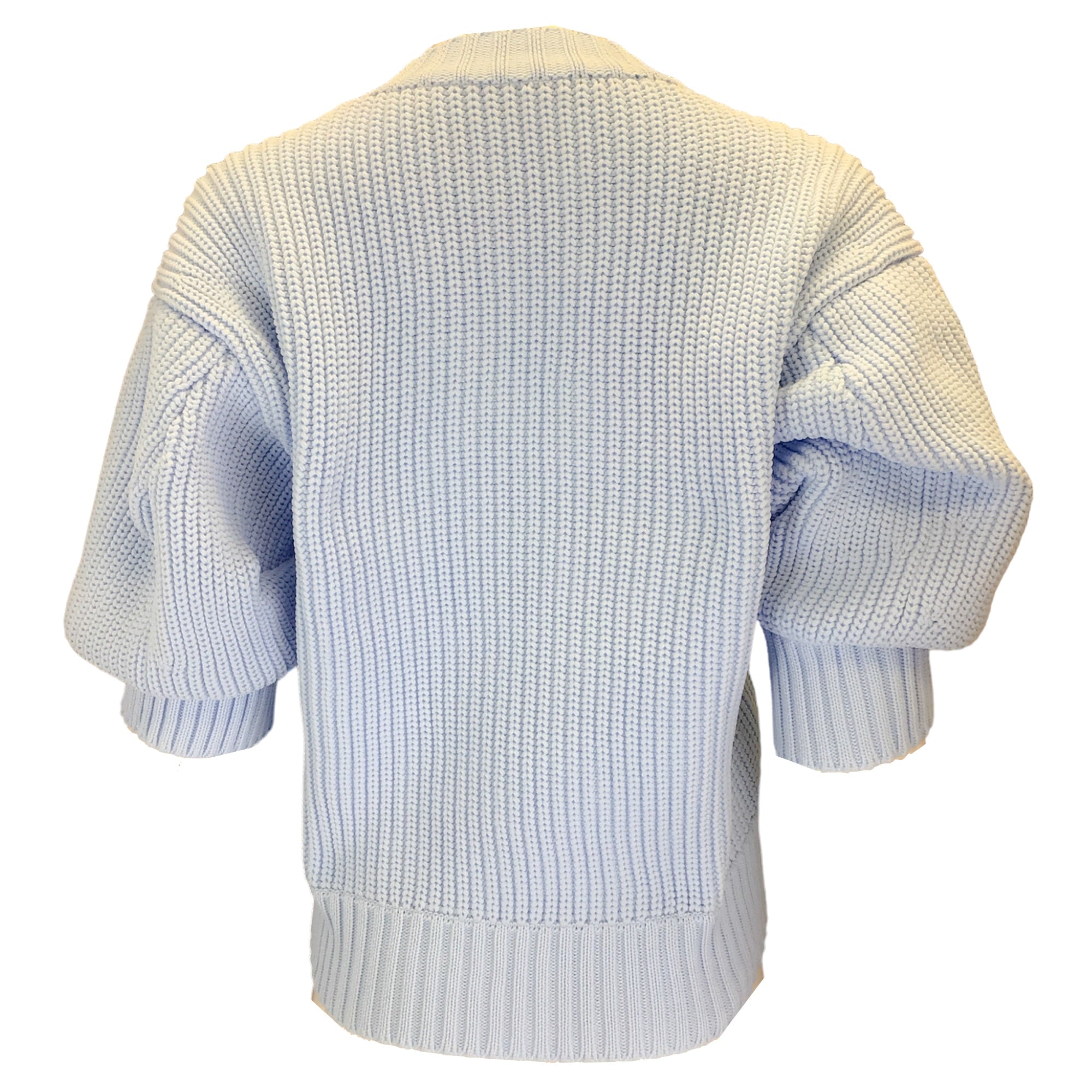 Sacai Light Blue Short Puff Sleeved Knit Pullover Sweater
