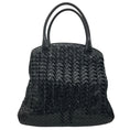 Load image into Gallery viewer, Bottega Veneta Black Intrecciato Woven Leather Double Top Handle Handbag