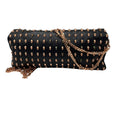 Load image into Gallery viewer, Thomas Wylde Black Day of the Dead Punk Leather Rose Gold Skull Stud Clutch Bag