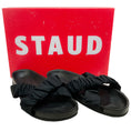 Load image into Gallery viewer, Staud Black Ruched Crisscross Michel Slide Sandals
