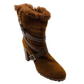 Load image into Gallery viewer, Gianvito Rossi Cognac Brown Noah 85 Suede Texas Shearling Lined Boot
