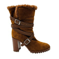 Load image into Gallery viewer, Gianvito Rossi Cognac Brown Noah 85 Suede Texas Shearling Lined Boot