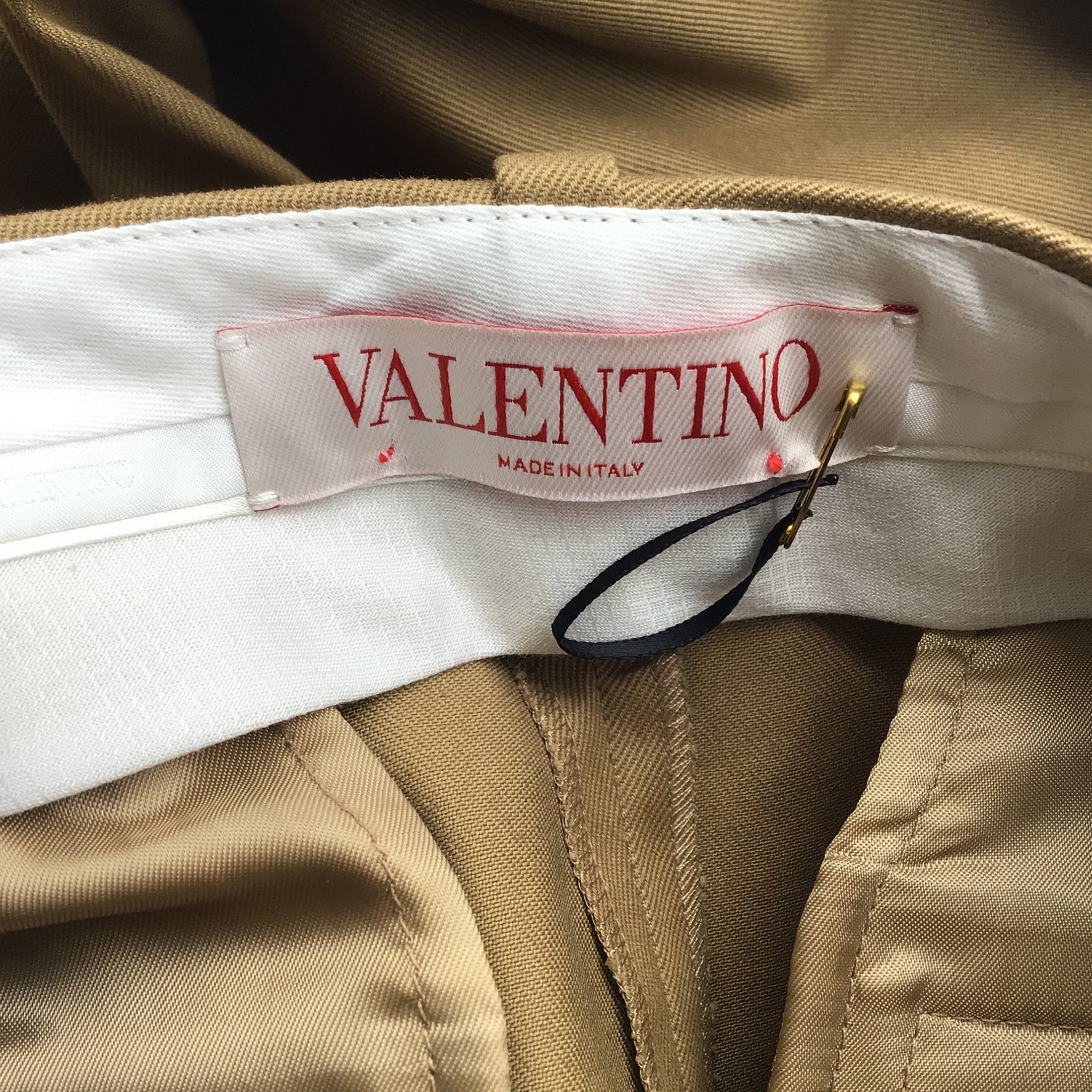 Valentino Tan / Gold VLogo Chain-Link High Waist Wide Leg Trousers