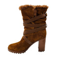 Load image into Gallery viewer, Gianvito Rossi Cognac Brown Noah 85 Suede Texas Shearling Lined Boot