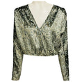 Load image into Gallery viewer, forte_forte Light Blue / Gold Metallic Velvet Riflessi Top