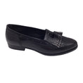 Load image into Gallery viewer, Celine Black / Silver Studded Tassel Detail Oxford Loafers / Flats
