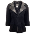 Load image into Gallery viewer, Chanel 2014 Supermarket Collection Black Boucle Jacket with Leather Collar