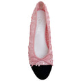 Load image into Gallery viewer, Chanel Pink Sequined Flats with Black Grosgrain Cap Toe