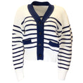 Load image into Gallery viewer, Sacai White / Navy Blue Striped Knit Cardigan Sweater
