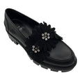 Load image into Gallery viewer, Christian Louboutin Black Nappa Leather and Suede Flora Moc Flat