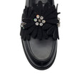 Load image into Gallery viewer, Christian Louboutin Black Nappa Leather and Suede Flora Moc Flat