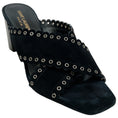 Load image into Gallery viewer, Saint Laurent Black Suede Eyelet Trim Loulou Sandals